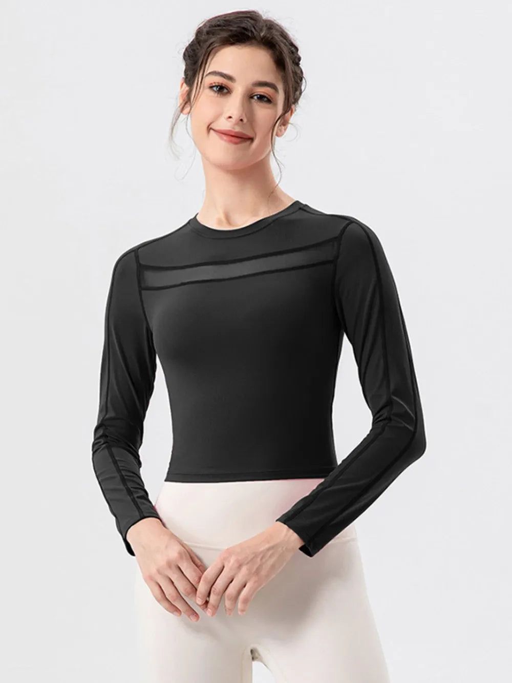 Round Neck Long Sleeve Active T-shirt (6)