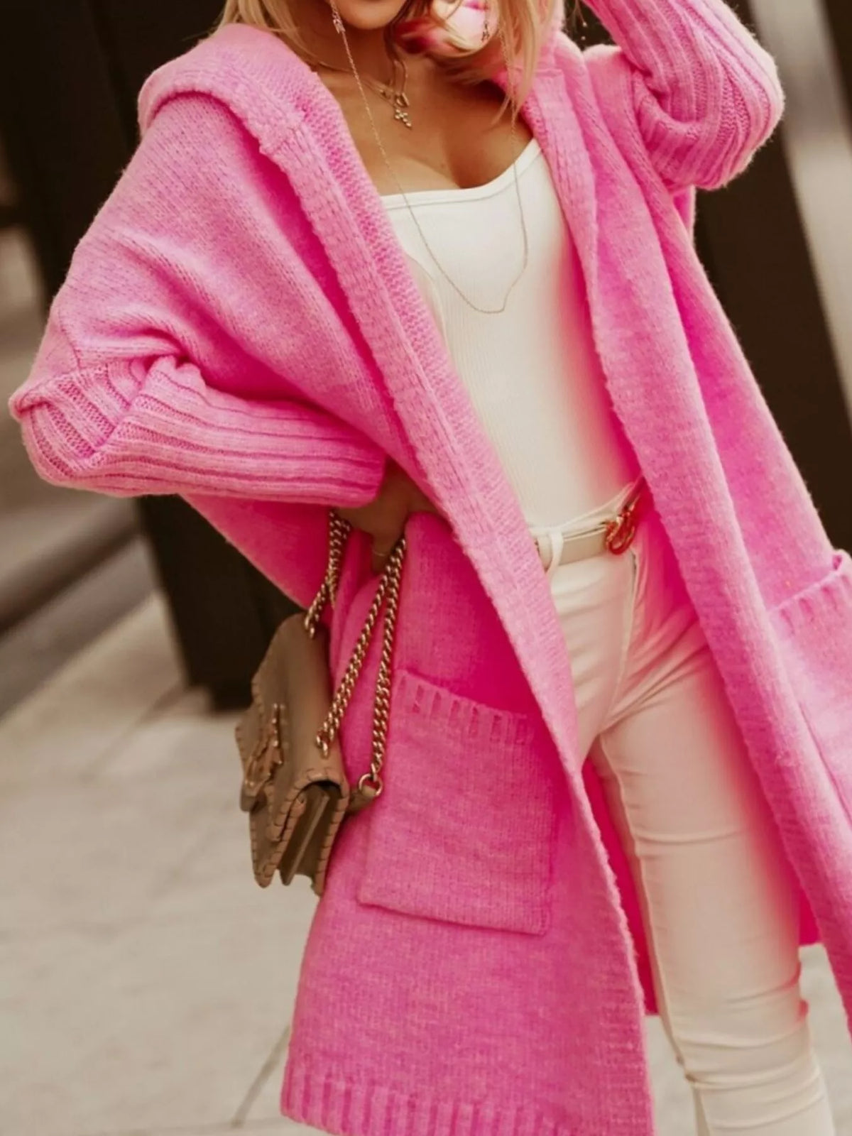 Full Size Hooded Knit Open Front Cardigan Plus (15)