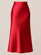 High-waisted Satin Midi Skirt (20)