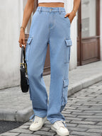 Casual Wide Leg Cargo Jeans (2)