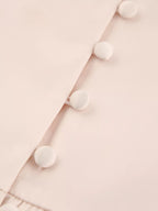 Elegant V-neck Puff Sleeve Button-down Midi Dress (10)