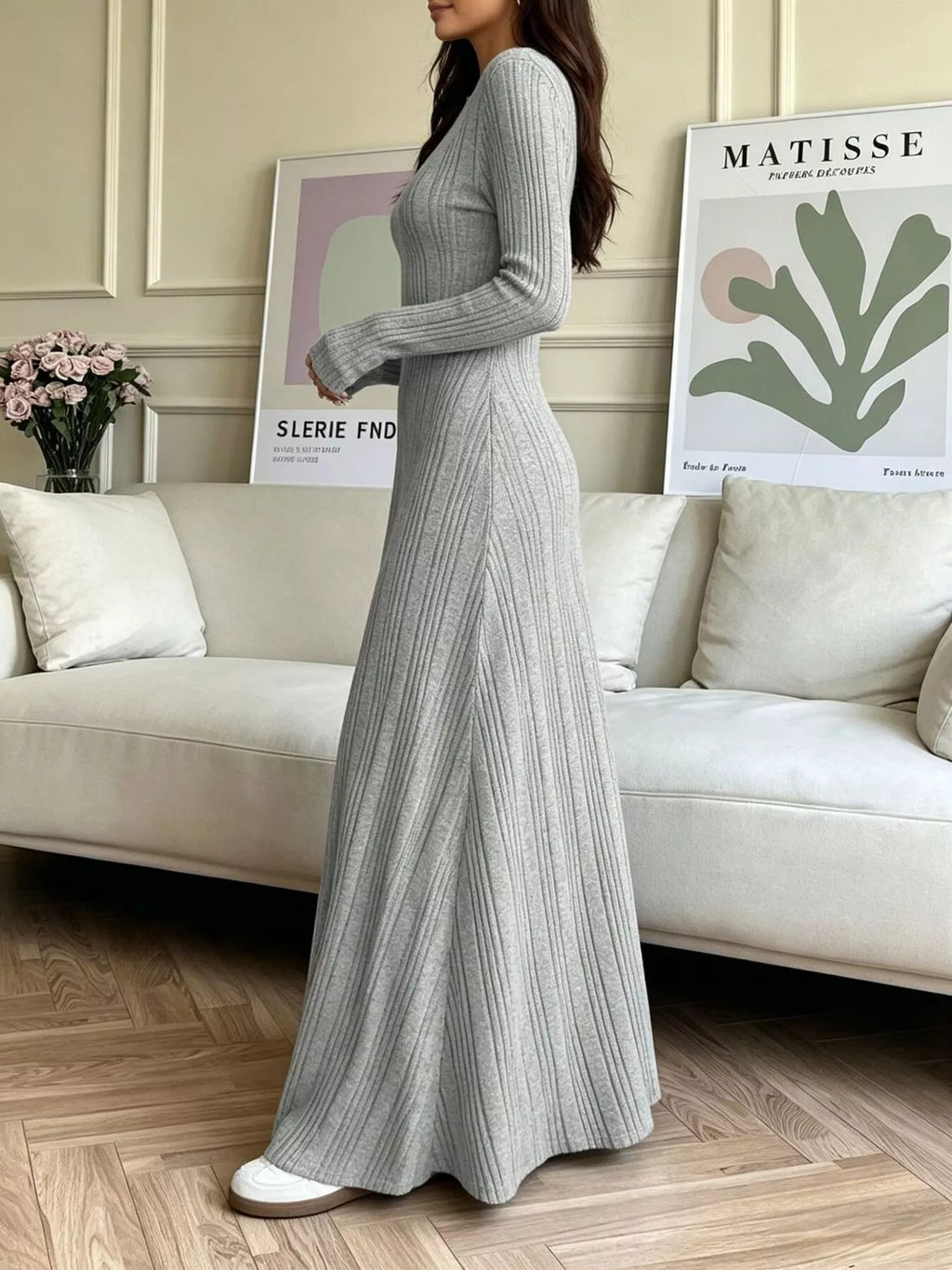 Long Sleeve Ribbed Knit Dress (2)