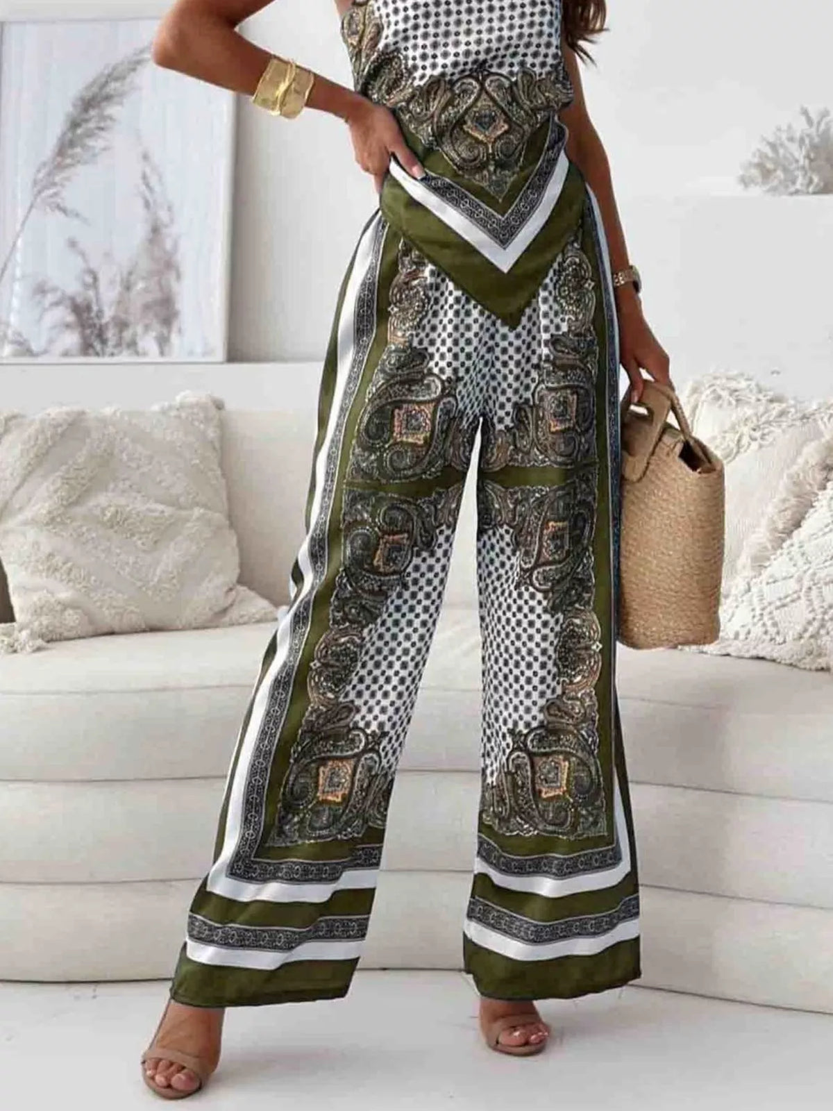 Printed Cami Wide Leg Pants Set (9)