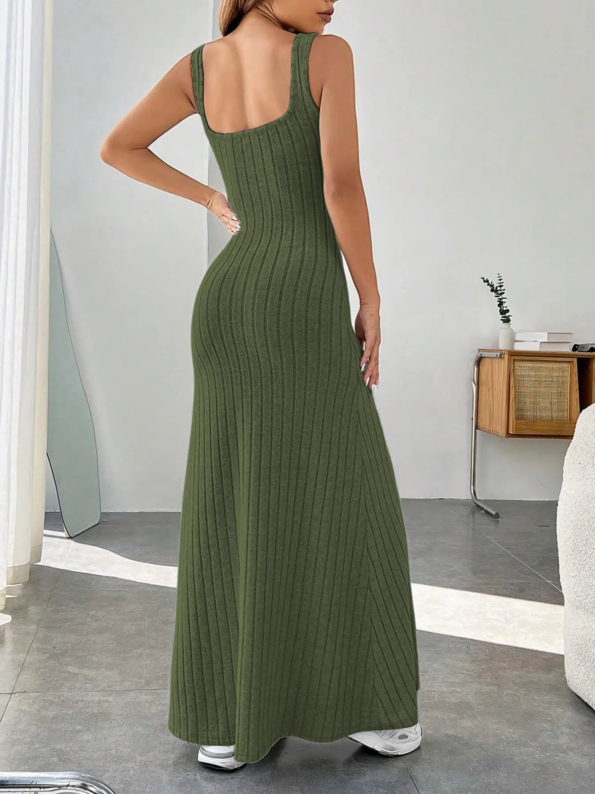 Ribbed Knit Square Neck Sleeveless Maxi Dress (13)