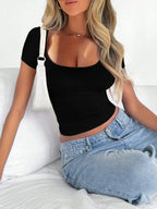Scoop Neck Short Sleeve T-shirt (6)