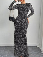 Leopard Ruched Bodycon Maxi Dress