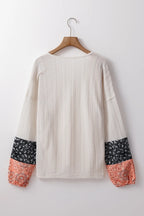 Block Tie Neck Long Sleeve Top (6)