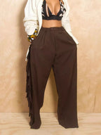 Wide-leg Pants Fringed Details (4)