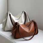 Toast-colored Casual Top-grain Leather Tote Bag photo 2