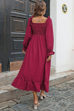 Smocked Ruffle Hem Flounce Sleeve Dress (12)