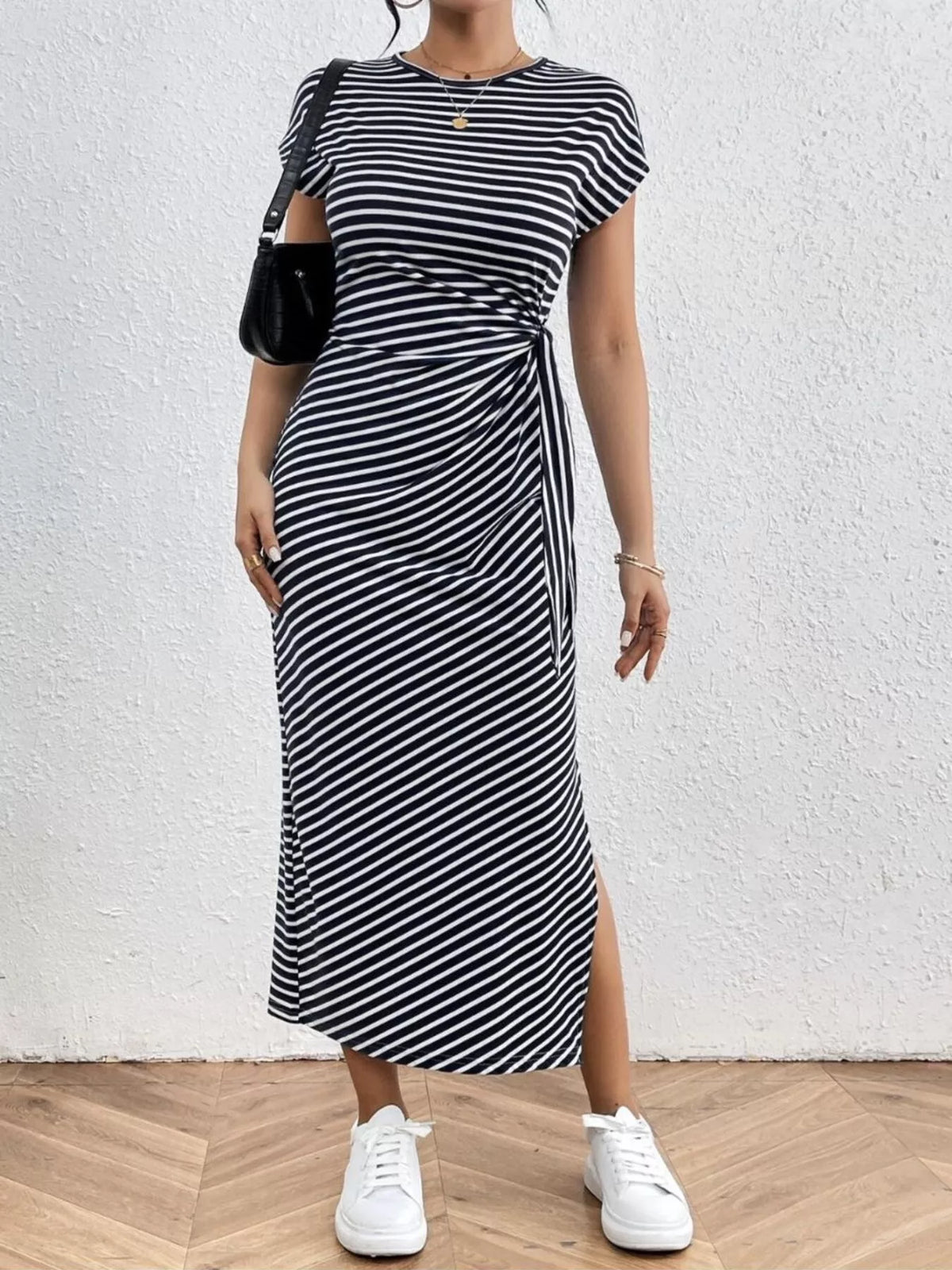 Striped Tie-waist Midi Dress (17)