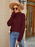 Cable-knit Mock Neck Sweater (11)