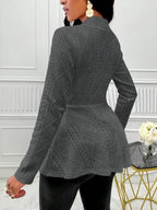 One Button Textured Peplum Cardigan (14)