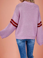 Heart Pattern Dropped Shoulder Sweater (2)