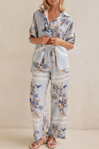 Printed Button Up Shirt Pants Set (3)