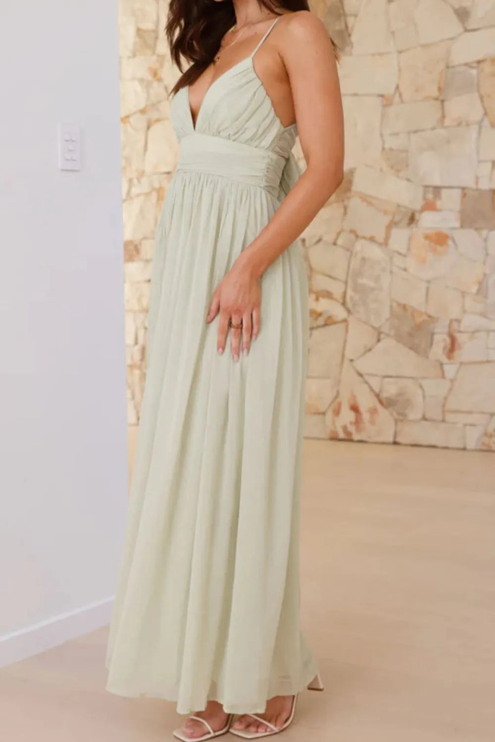 Ruched V-neck Cami Dress (2)