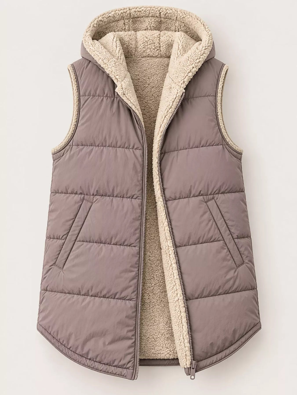Full Size Hooded Sherpa-lined Puffer Vest Coat Plus (24)