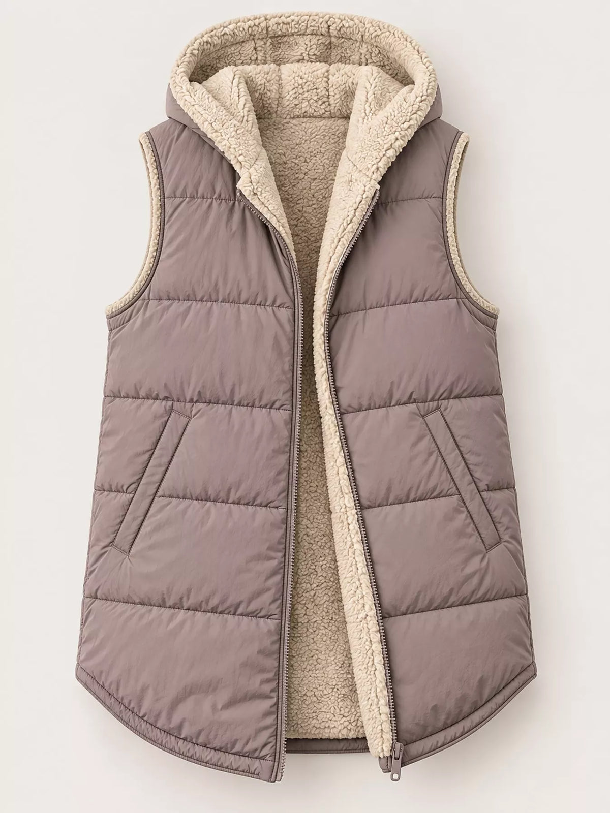 Full Size Hooded Sherpa-lined Puffer Vest Coat Plus (24)