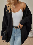 Casual Open Front Batwing Sleeve Ribbed Knit Cardigan (9)