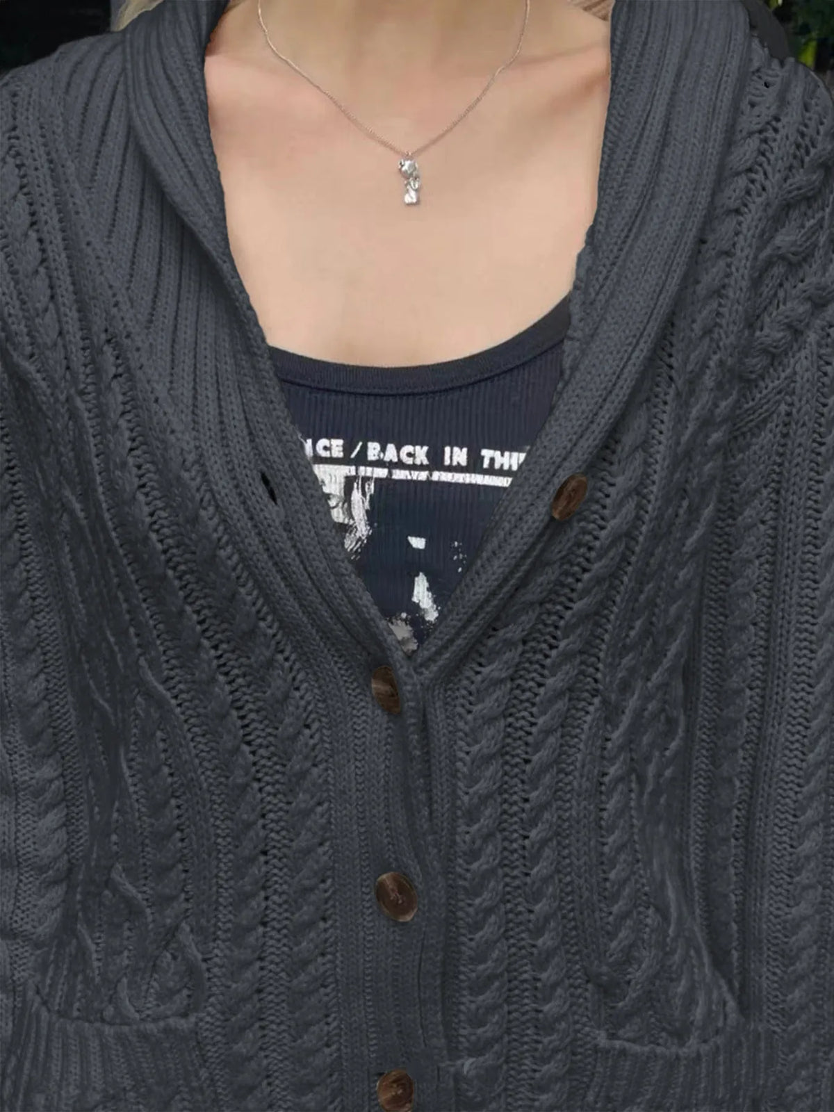 Cable Knit Button Up Cardigan (10)