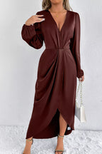 Satin Balloon Sleeve Midi Dress (20)