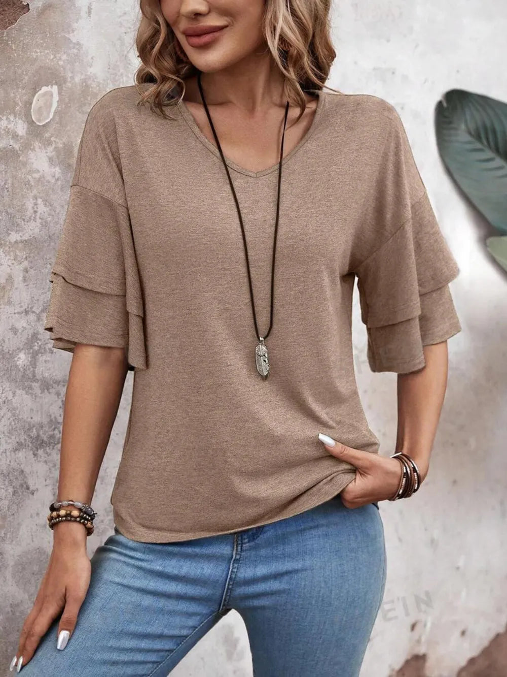 V-neck Half Sleeve Blouse (9)