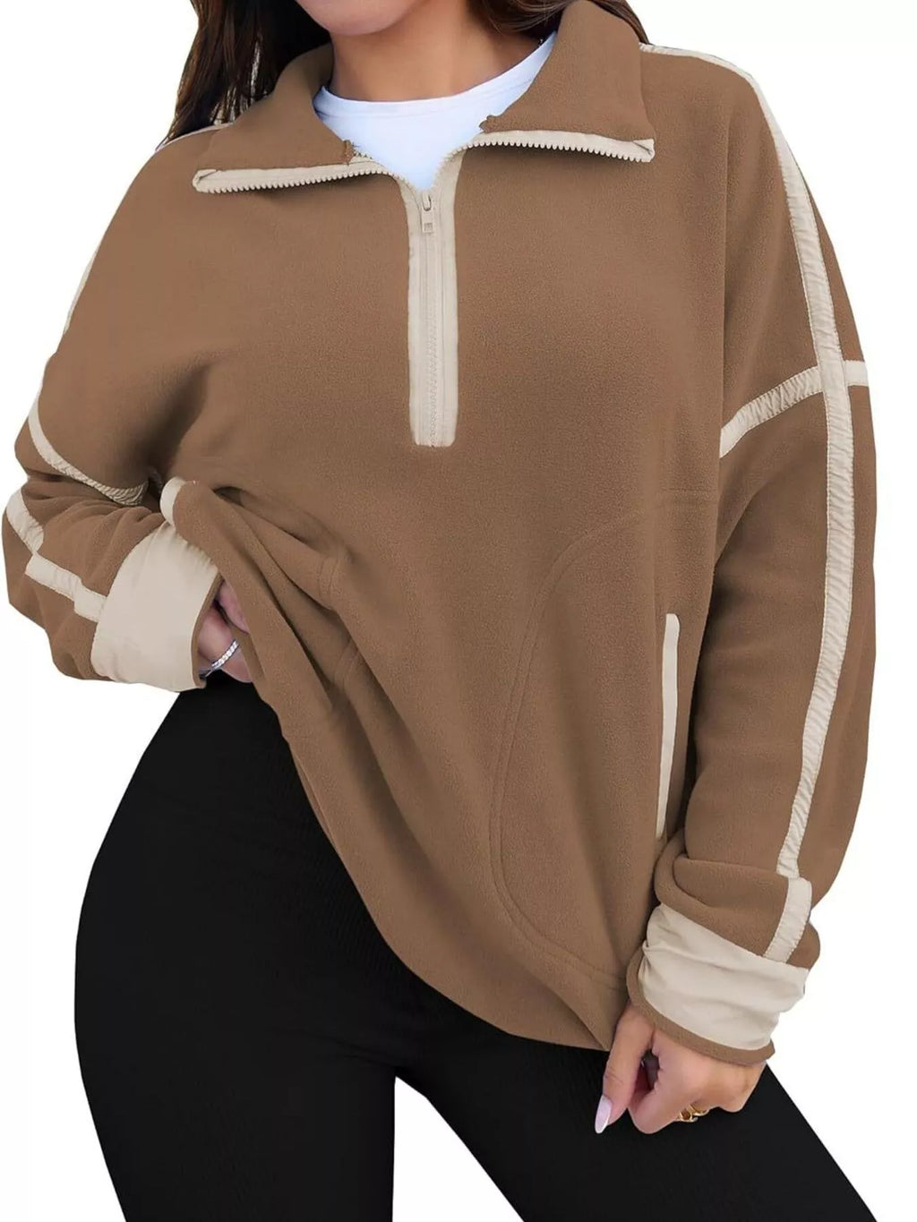 Half Zip Dropped Shoulder Sweatshirt (15)