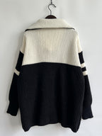 Ribbed Two-tone Half Zip Sweater (6)