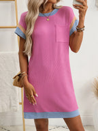 Round Neck Short Sleeve Mini Dress (18)