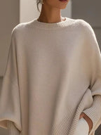 Ribbed Batwing Sleeve Oversized Sweater (2)