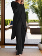 Full Size Slit Round Neck Long Sleeve Top Pants Set (18)