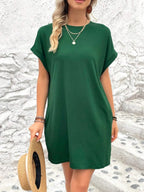 Round Neck Short Sleeve Mini Dress (22)