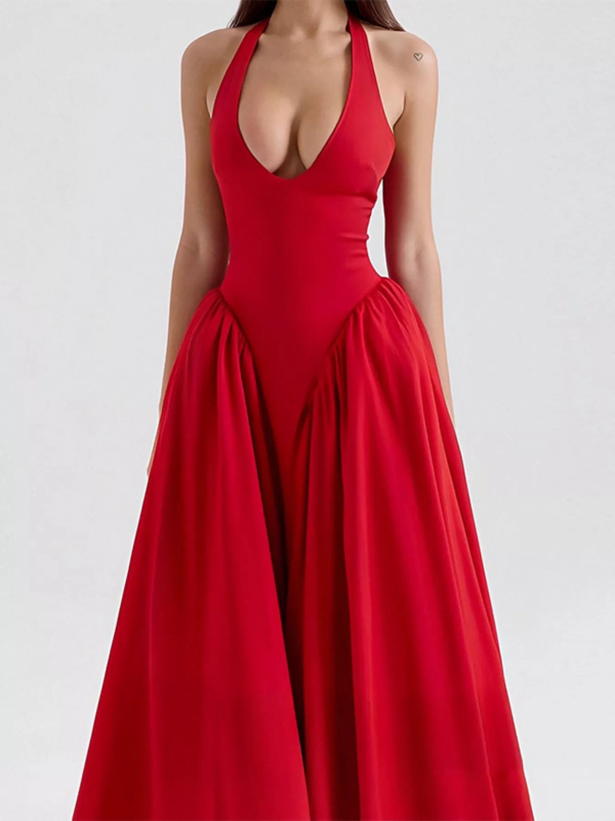 Halter Neck Midi Dress Pockets (7)