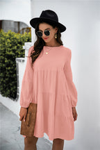 Balloon Sleeve Keyhole Tiered Dress (17)