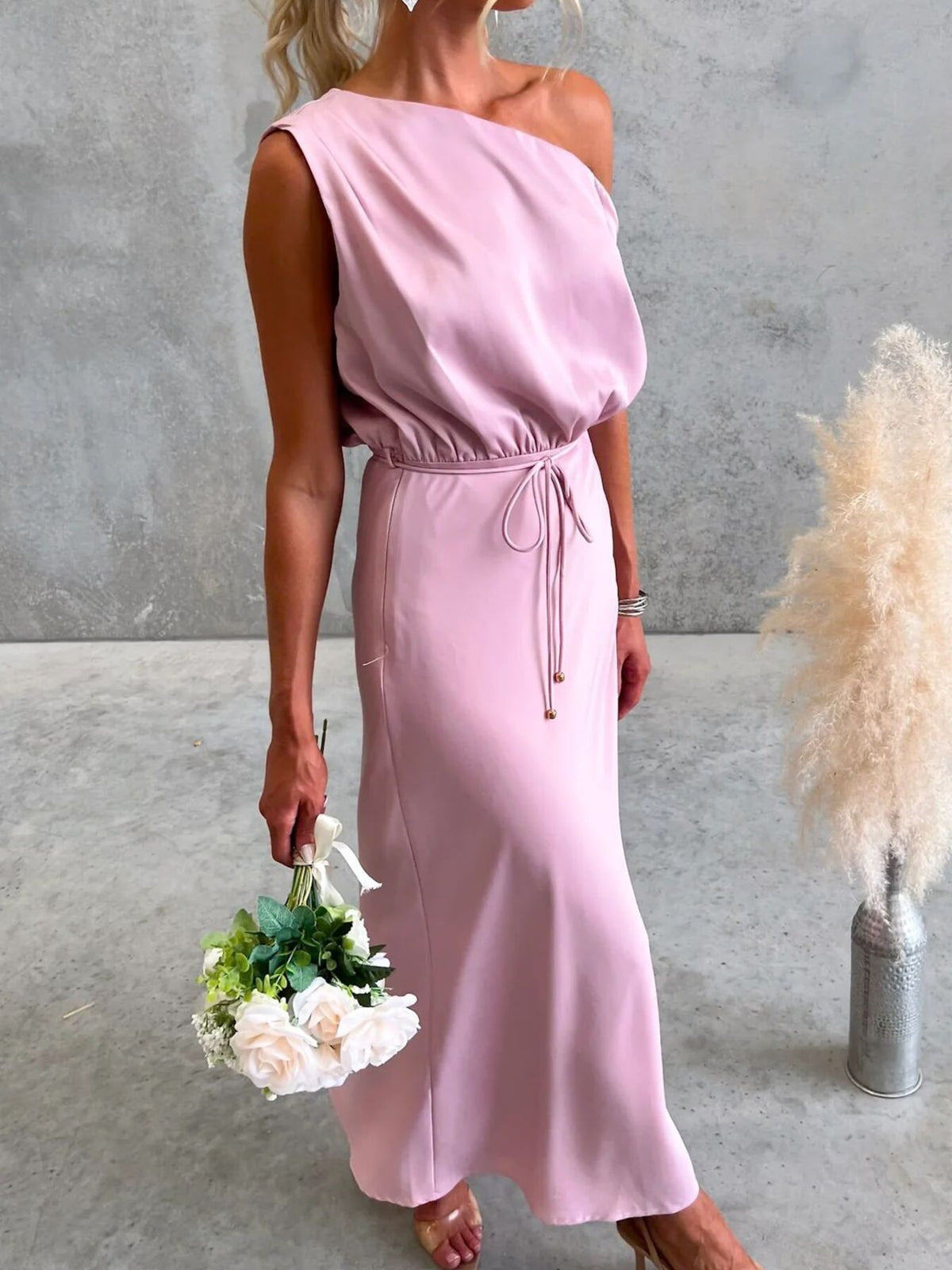 One-shoulder Tied Midi Dress (19)