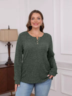 Ribbed Knit Button-front Long Sleeve T-shirt (19)