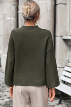 Mock Neck Dropped Shoulder Pullover Sweater (6)