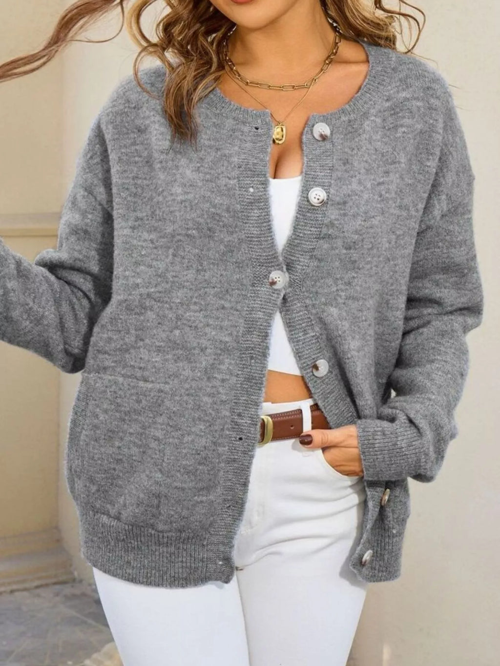 Casual Button-down Knit Cardigan (5)