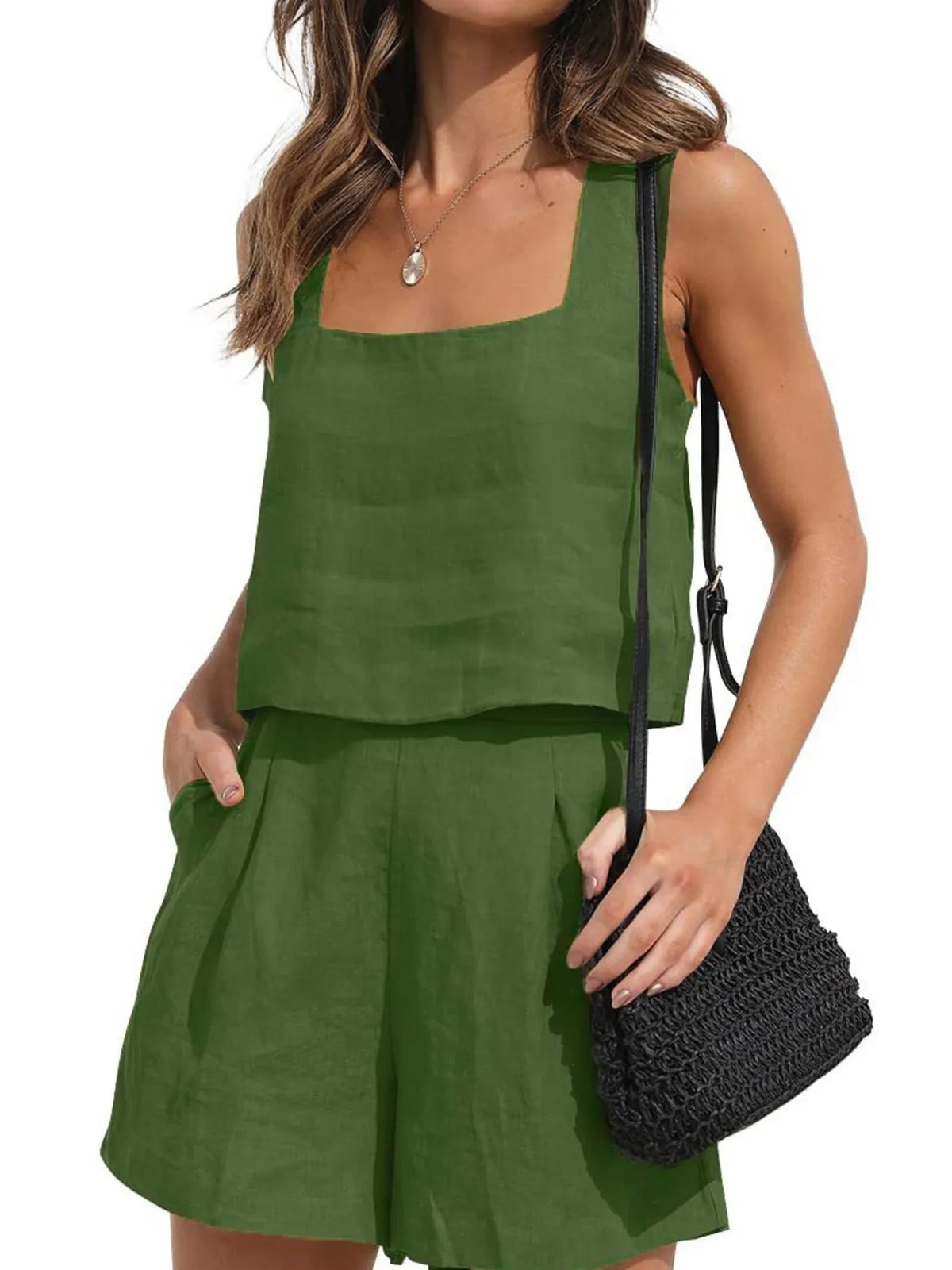 Square Neck Tank Shorts Set (17)