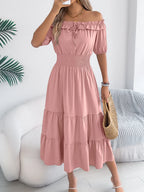 Smocked Off-shoulder Tiered Dress (4)