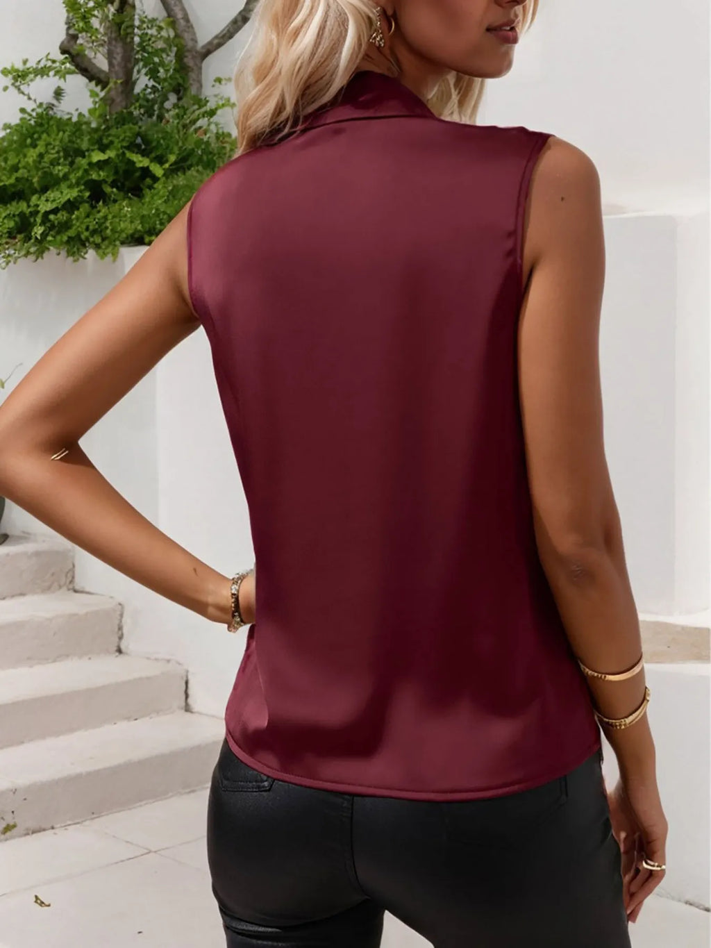 Ruched Surplice Sleeveless Top (9)