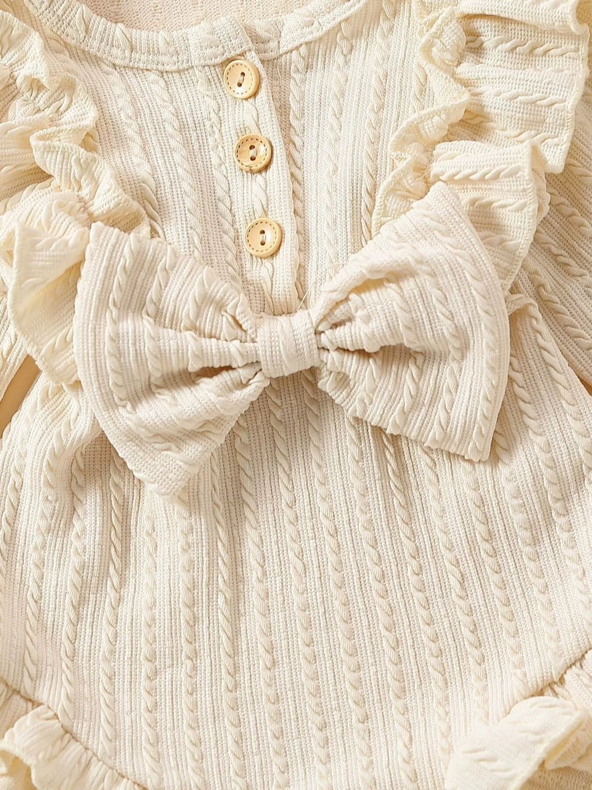 Children's Ruffled Long Sleeve One-piece Bodysuit Headband (11)