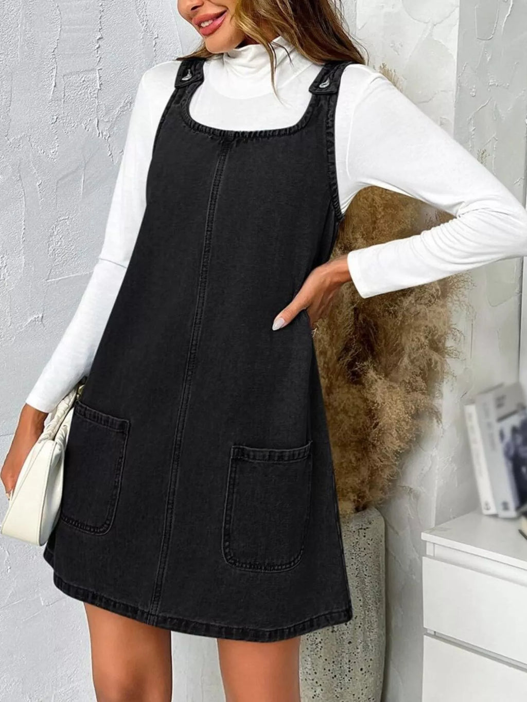 Casual Scoop Neck Sleeveless Denim Dress (8)