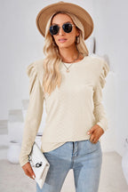 Round Neck Puff Sleeve Blouse (22)