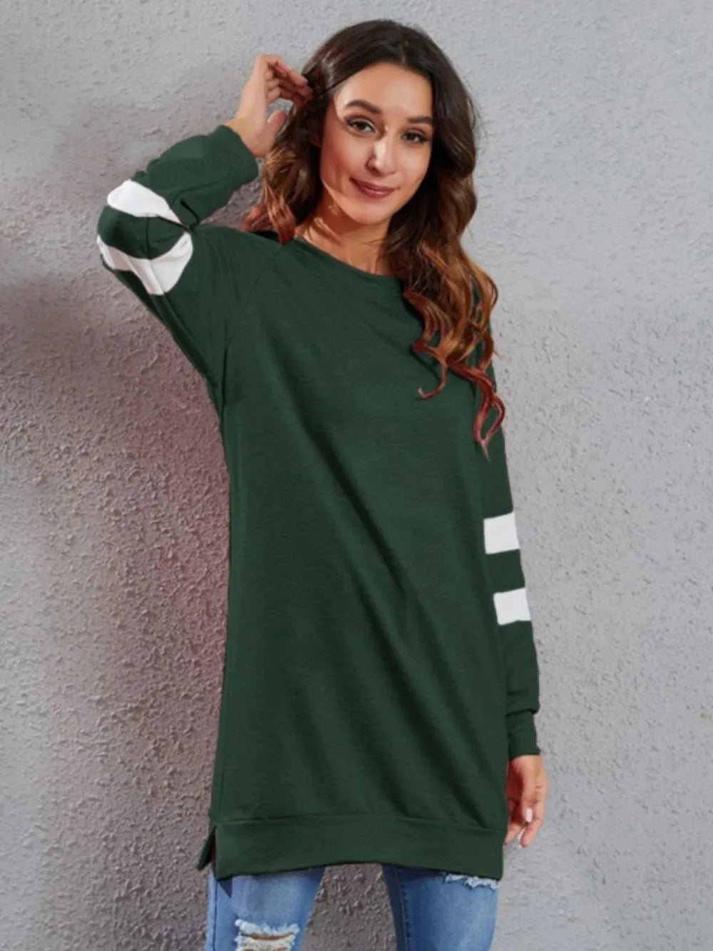 Full Size Striped Round Neck Long Sleeve T-shirt