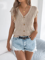 Cable Knit Button-down Cardigan