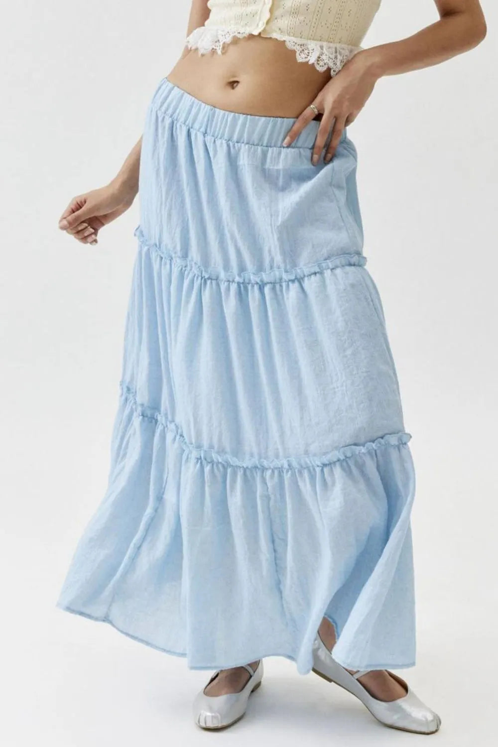 Frill Elastic Waist Skirt (8)