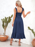 Square Neck Tie Strap Midi Dress (12)