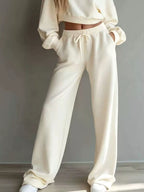 Round Neck Cropped Sweatshirt Wide-leg Pants Set (8)