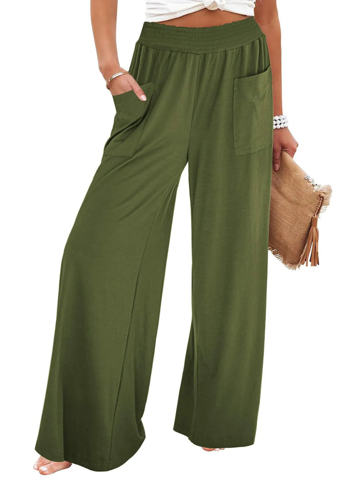 High-waisted Wide Leg Pants Pockets (12)